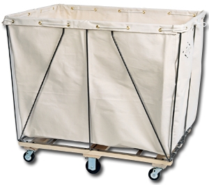 CANVAS BASKET 16 BUSHEL CART EXTRA HD PLAIN WHITE CANVAS W/5" CASTER