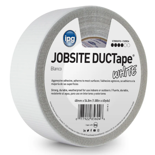 Intertape AC20 Utility-Grade Duct Tape – White, 1.88 in × 60 yd (48 mm × 55 m)