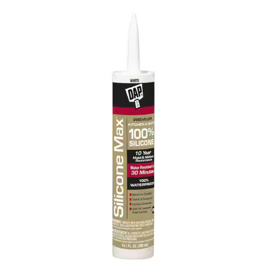 DAP Silicone Max Caulk – White, 10.1 oz (300 mL)