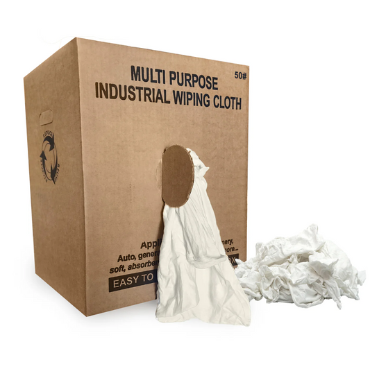 White Cotton T-Shirt Rags – 50 lb Box