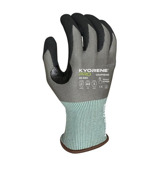 Kyorene Safety Glove – Gray Nitrile, 18G, Cut Level A4 (AYI00-840-XL), 12-Pack