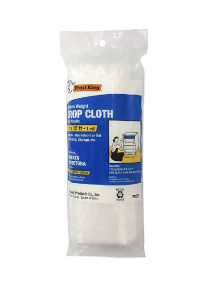 Frost King Plastic Drop Cloth – 1 Mil, 9 ft × 12 ft