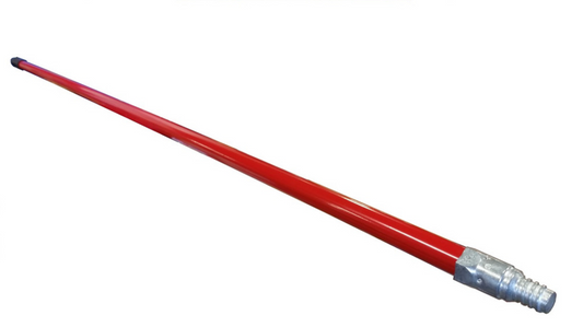 Fixed Red Broom Handle with Metal Tip – 5 ft Length